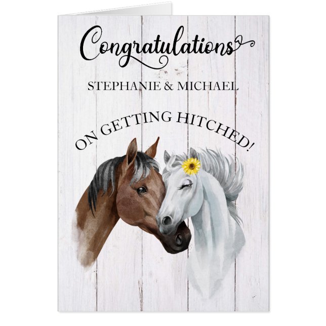 Congratulations Wedding Engagement Horse Western Cards (Front)