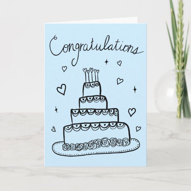Congratulations Wedding Engagement Sketch Doodle  Card (Front)