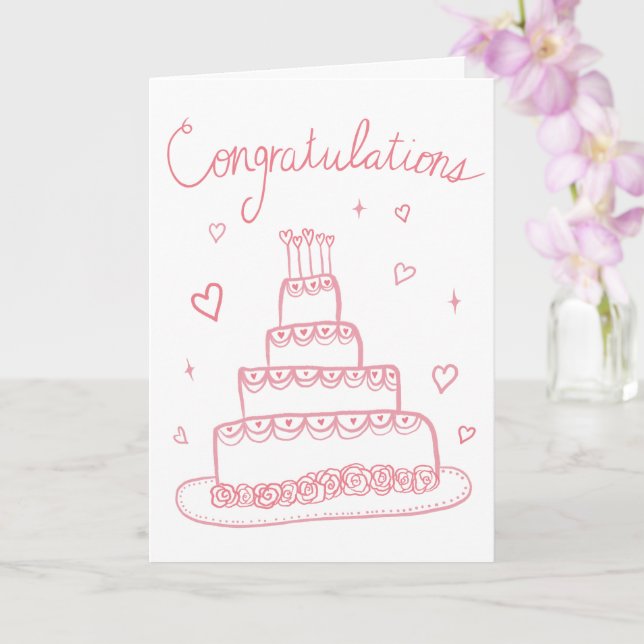 Congratulations Wedding Engagement Sketch Doodle  Card (Orchid)