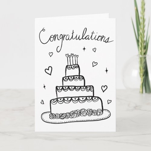 Congratulations Wedding Engagement Sketch Doodle  Card