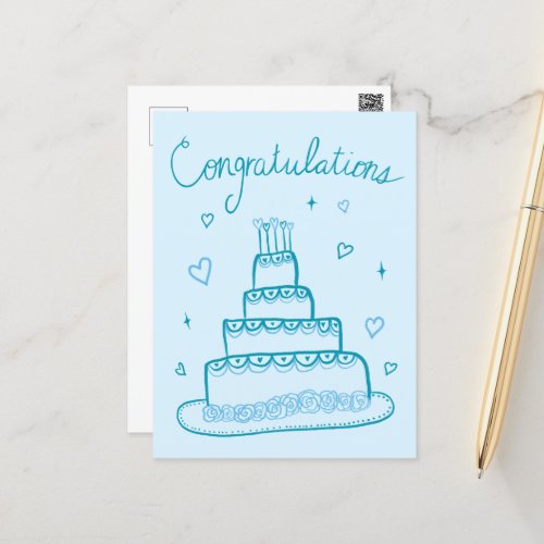 Congratulations Wedding Engagement Sketch Doodle  Postcard