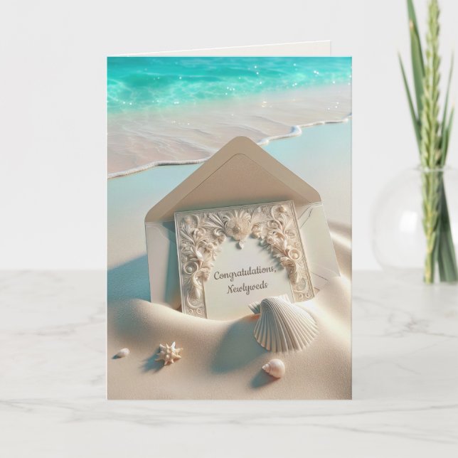 Congratulations Wedding Stationery In Beach Sand Card (Front)