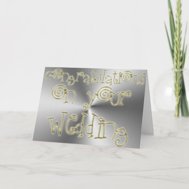 Congratulations Wedding Typography Gold Silver Card (Front)