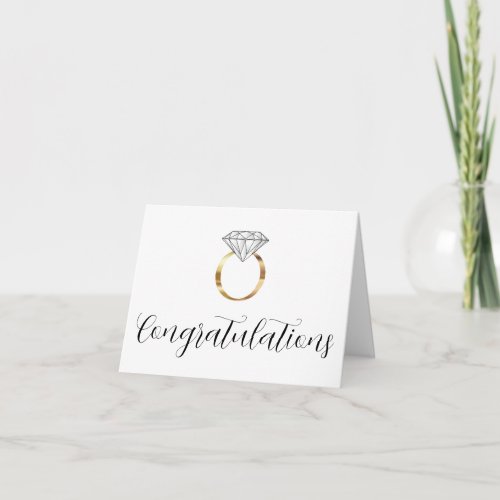 Congratulations White Diamond Ring Wedding Card