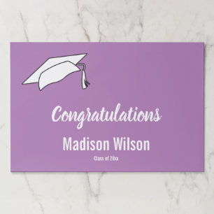 Congratulations White Lavender Name Graduation Paper Pad