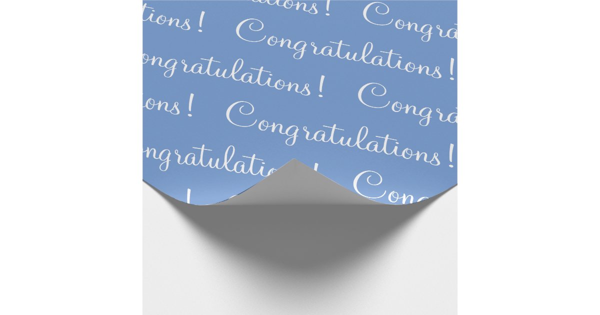 Congratulations White Script Blue Graduation Wrapping Paper | Zazzle