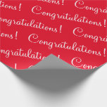 Congratulations White Script Red Graduation  Wrapping Paper<br><div class="desc">Congratulations!  Red wrapping paper for a graduation,  promotion,  etc. Simple & sweet.</div>