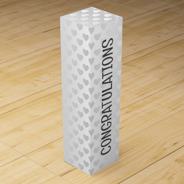 Congratulations White Wedding Hearts Wine Box (Front)