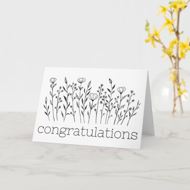 CONGRATULATIONS Wildflowers Simple Custom Card (Yellow Flower)