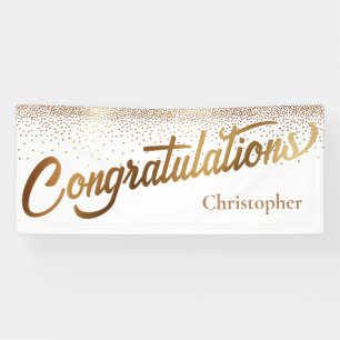 Congratulations with Gold Confetti on White Banner