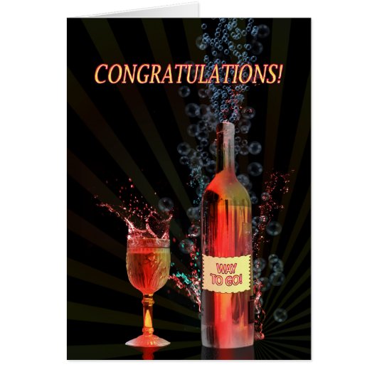 Congratulations with splashing wine (Front)