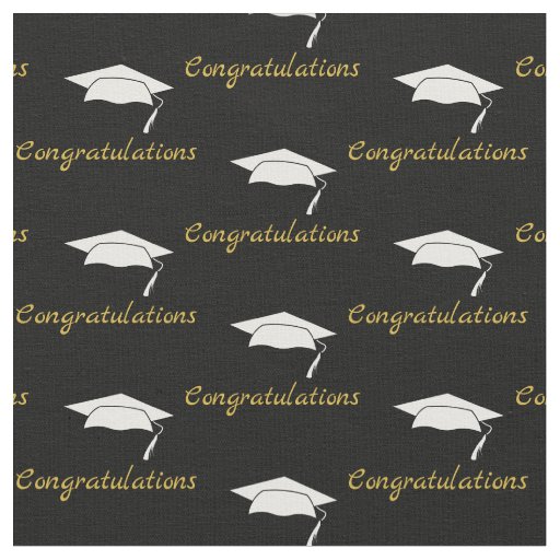 Congratulations with White Graduate's Cap on Black Fabric