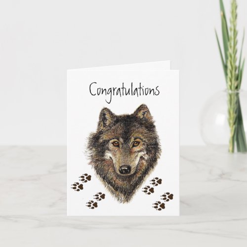 Congratulations Wolves Wolf Tracks AnimalCard Card