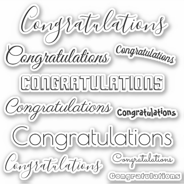 Congratulations words only | #2 Black only Sticker (Front)