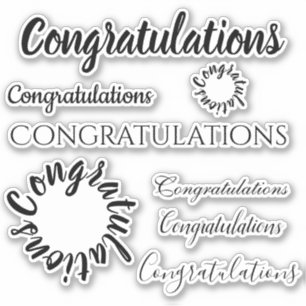 Congratulations words only Black floral script Sticker