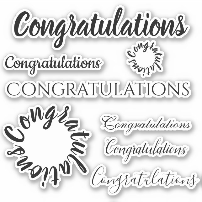 Congratulations words only | Black floral script Sticker (Front)