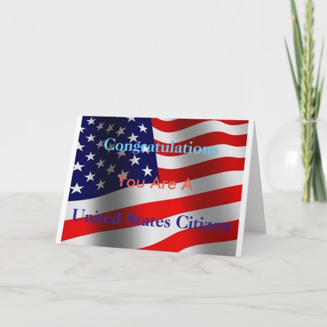 Congratulations You are a United States Citizen Card (Front)