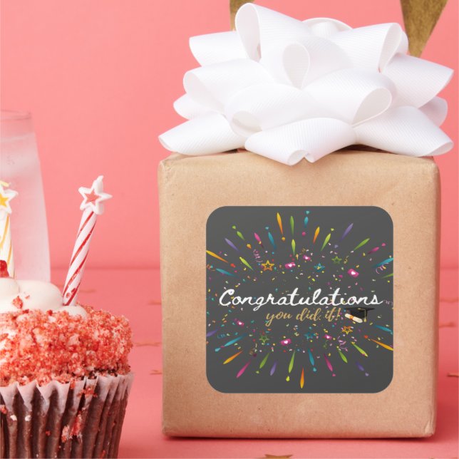Congratulations You Did It Graduation Square Sticker (Party)