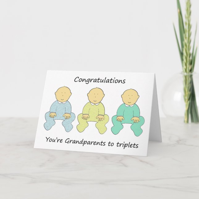 Congratulations You’re Grandparents to Triplets Card (Front)