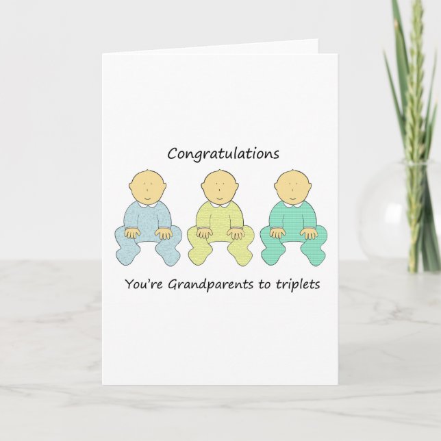 Congratulations You’re  Grandparents to Triplets Card (Front)