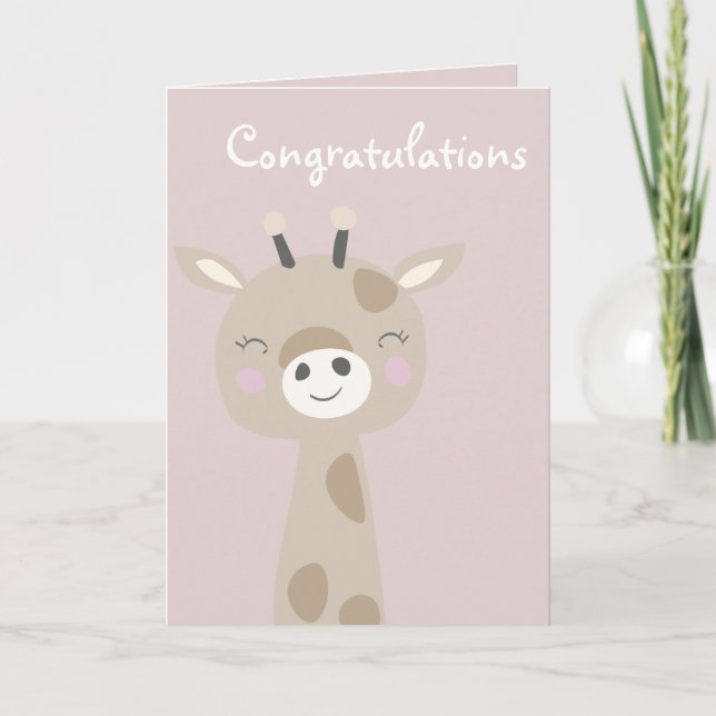 Congratulations Your Bundle Of Joy Giraffe Pink Card (Front)