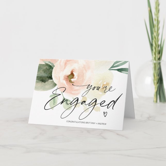 Congratulations You're Engaged Mr Mrs Blush Floral Card (Front)