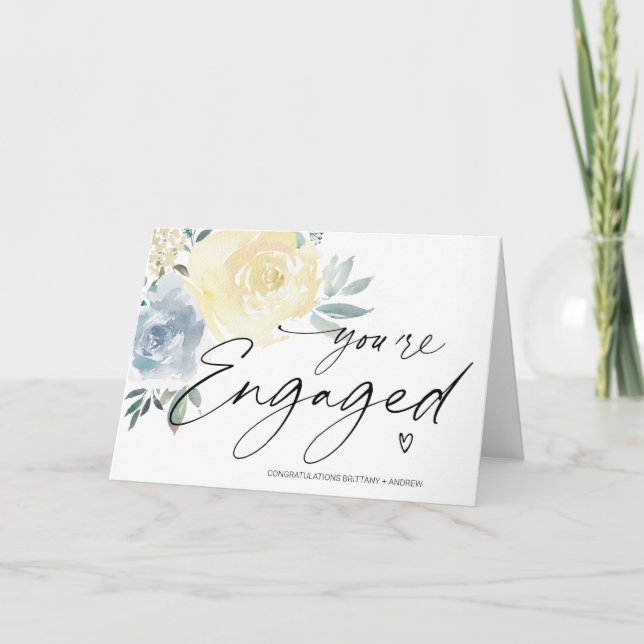 Congratulations You're Engaged New Mr & Mrs Floral Card (Front)
