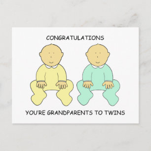 Congratulations You're Grandparents to Twins Postcard