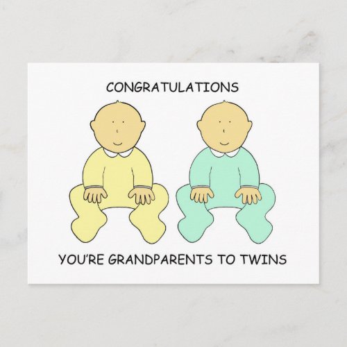 Congratulations Youre Grandparents to Twins Postcard