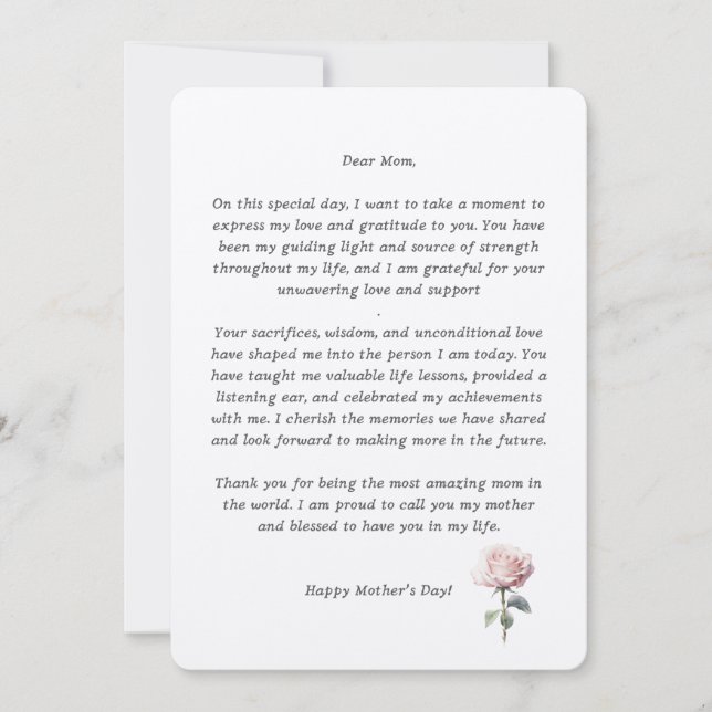 Congratulatory text for mom Happy Mother's Day Thank You Card (Front)
