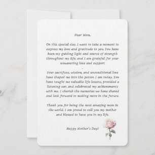 Congratulatory text for mom Happy Mother's Day Thank You Card