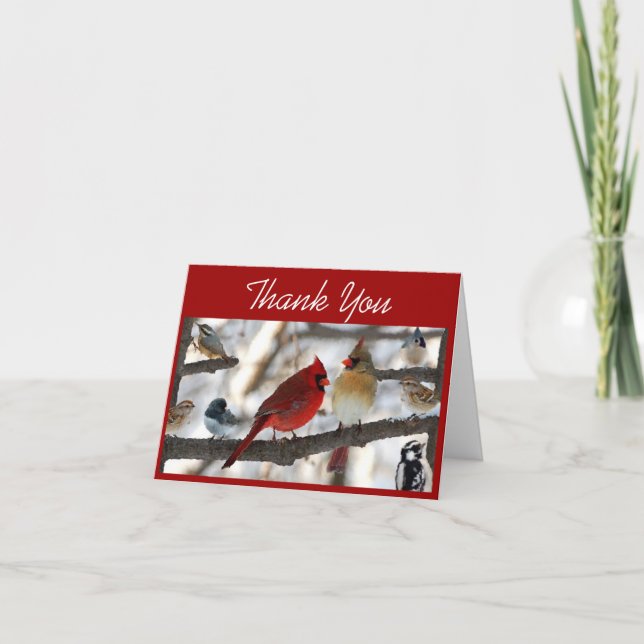 Congregating Birds Letterpress Thank You Card (Front)