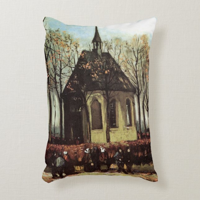 Congregation at Church, Nuenen by Vincent van Gogh Accent Pillow (Front(Vertical))