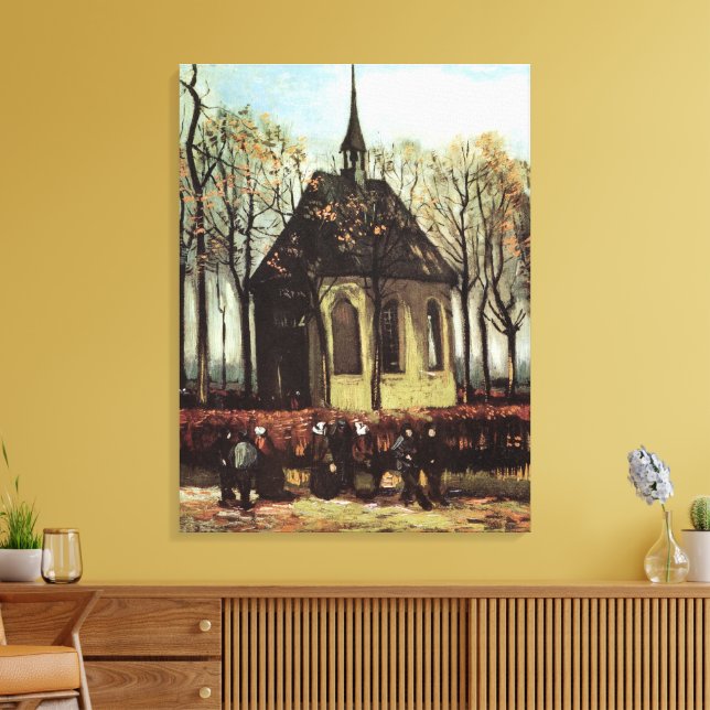 Congregation at Church, Nuenen by Vincent van Gogh Canvas Print (Insitu(LivingRoom))