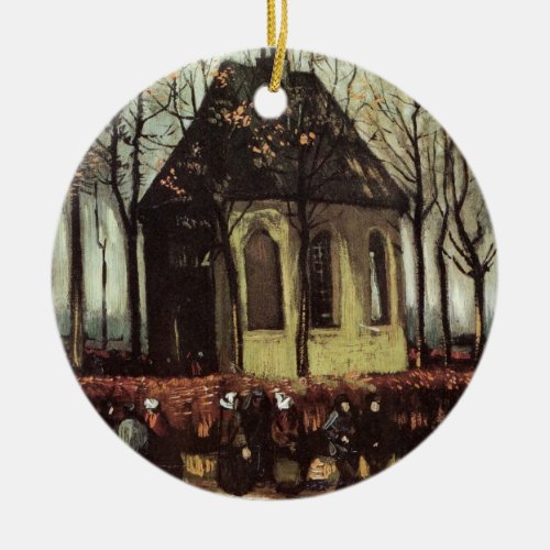Congregation at Church Nuenen by Vincent van Gogh Ceramic Ornament