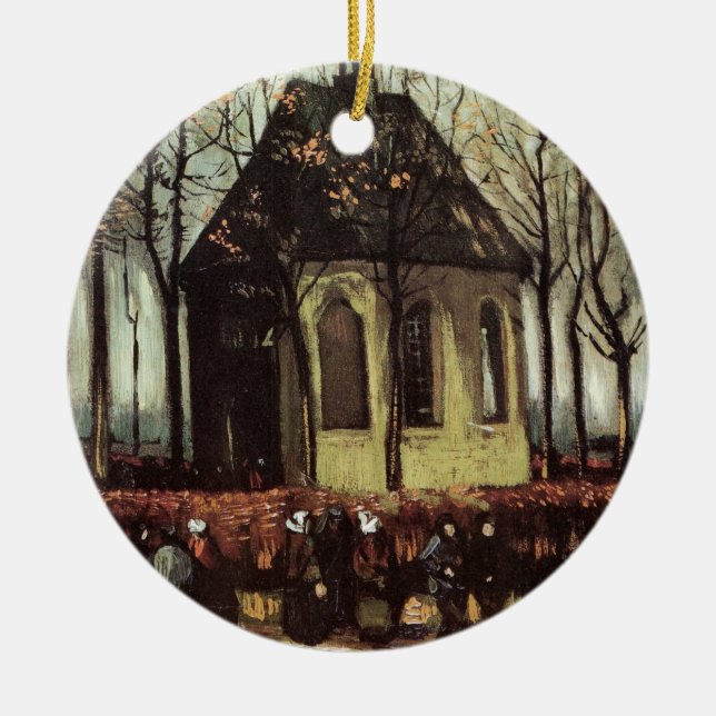 Congregation at Church, Nuenen by Vincent van Gogh Ceramic Ornament (Front)