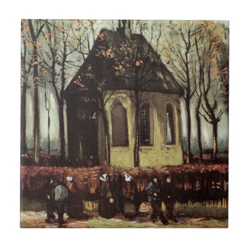 Congregation at Church Nuenen by Vincent van Gogh Ceramic Tile