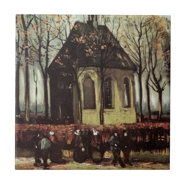 Congregation at Church, Nuenen by Vincent van Gogh Ceramic Tile (Front)