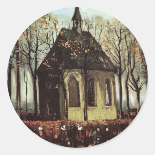 Congregation at Church Nuenen by Vincent van Gogh Classic Round Sticker