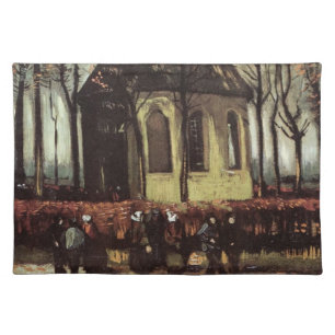 Congregation at Church, Nuenen by Vincent van Gogh Cloth Placemat