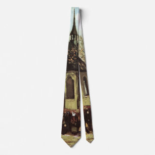 Congregation at Church, Nuenen by Vincent van Gogh Neck Tie