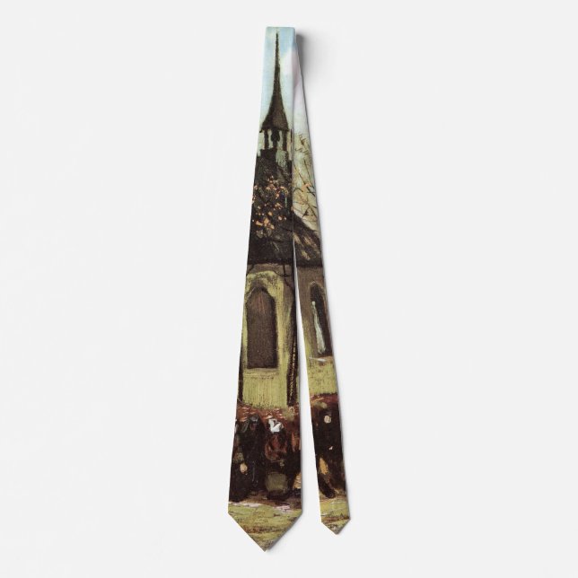 Congregation at Church, Nuenen by Vincent van Gogh Neck Tie (Front)