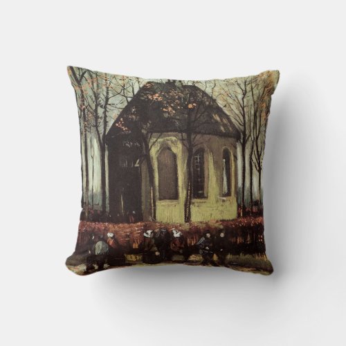 Congregation at Church Nuenen by Vincent van Gogh Throw Pillow