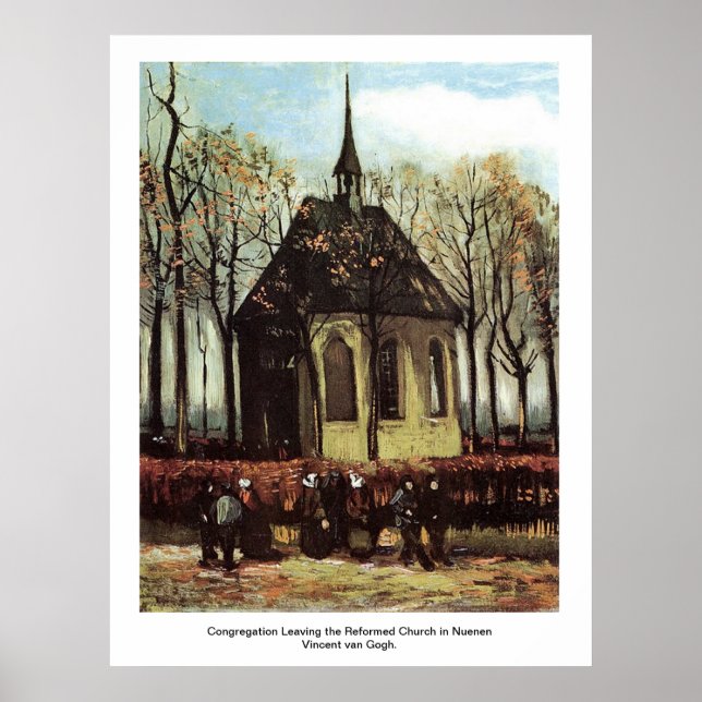 Congregation Leaving the Reformed Church in Nuenen Poster (Front)