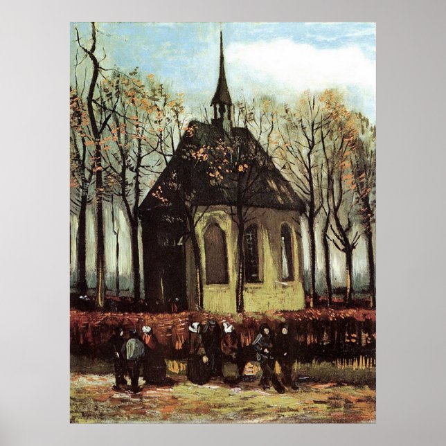 Congregation Leaving the Reformed Church in Nuenen Poster (Front)