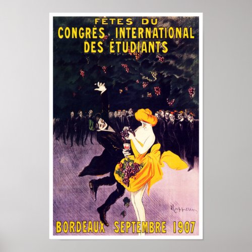 Congress of Bordeaux Students Celebrations Vintage Poster