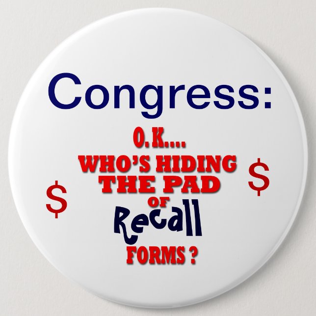Congress Recall Pinback Button (Front)