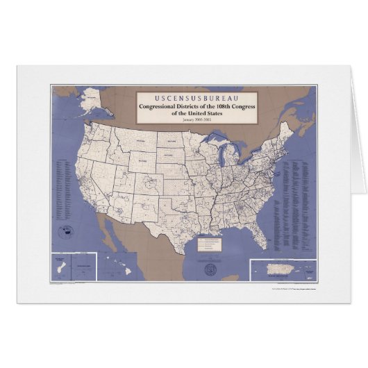 Congressional Districts Of USA Map Cards (Front Horizontal)