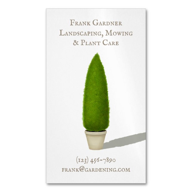 Conical Topiary Traditional Garden Charm  Business Business Card Magnet (Front Vertical)