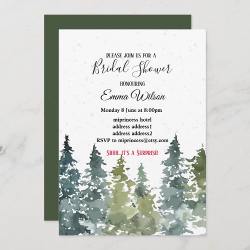 Conifer Pine Tree bridal shower invitation